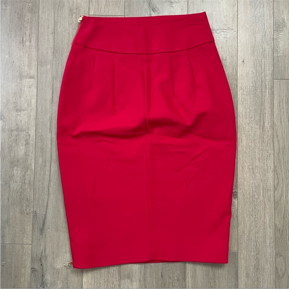 Express Red Knee-Length Pencil Skirt for Work